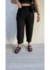 Siyah Keten Şalvar Pantolon
