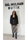 Siyah Saten Leopar Etek