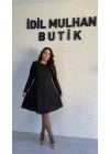 Siyah Sim Dokulu Çan Elbise