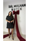 Siyah Taş Detaylı Elbise