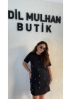 Siyah Taş Detaylı Elbise