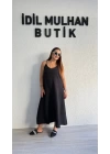 Siyah Tensel Askılı Elbise