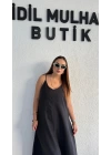 Siyah Tensel Askılı Elbise