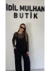 Siyah Transparan Dantel Bluz