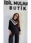 Siyah Yakası Beyaz V Şeritli Takım