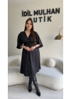 Siyah Yarasa Kol Saten Elbise