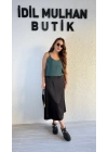 Siyah Yüksek Bel Saten Etek