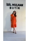 Turuncu Hakim Yaka Volanlı Aerobin Elbise