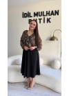 Volan Detaylı Leopar Midi Elbise