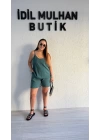 Zümrüt Yeşili Askılı Şortlu Tensel Takım