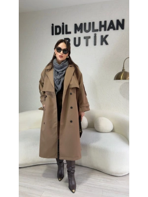 Mocca Düğme Detaylı Trençkot