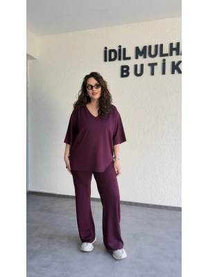 Bordo Oysh Kumaş V Yaka Salaş Takım