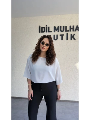 Beyaz İpek Krep Vatkalı Bluz