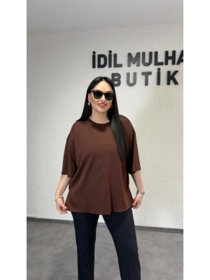 Kahverengi Bisiklet Yaka Oysh Tişört