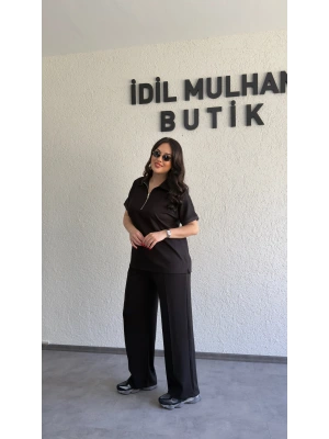 Siyah Polo Yaka Rahat Kesim Takım