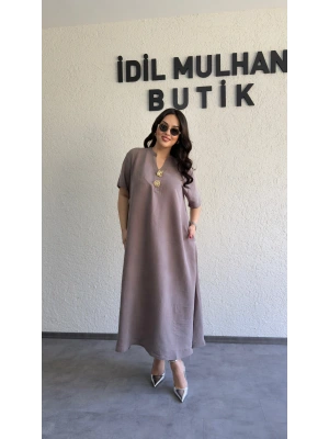 Vizon Salaş Kesim Broş Detaylı Elbise