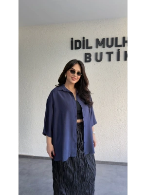 Lacivert Günlük Rahat Kalıp Gömlek