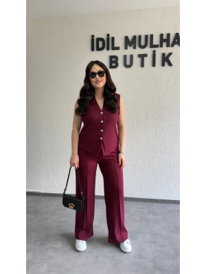 Bordo Zr Model Yelek Pantolon Takım