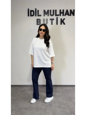 Lacivert İspyanyol Paça Tayt