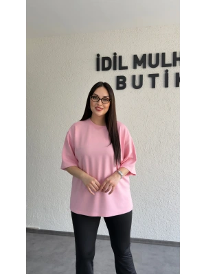 Pembe Bisiklet Yaka Oysh Tişört