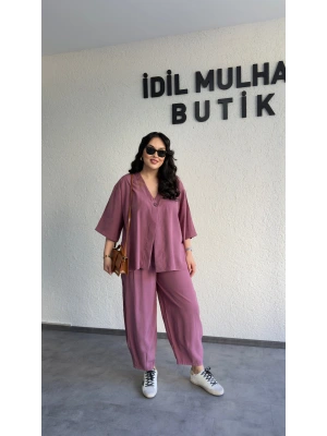 Mürdüm Tek Düğmeli Bohem Tensel Takım