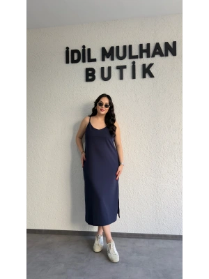 Lacivert Ayarlanabilir Askılı Elbise