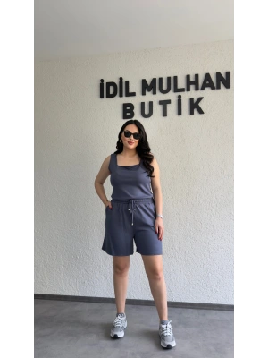 Antrasit Oysh Kumaş Şortlu Takım