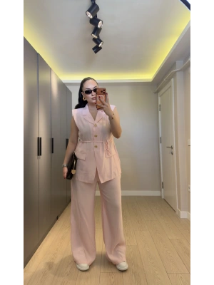 Pudra Premium Blazer Yelek Takım
