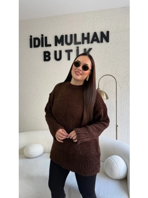Acı Kahve Bukle Triko Kazak