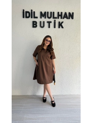 Acı Kahve Gömlek Elbise