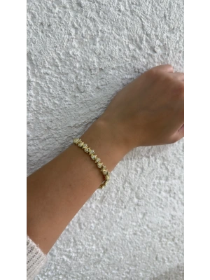 Altın Örgü Zirkon Taşlı Bileklik