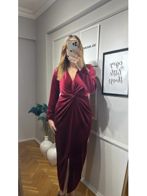 Bordo Kadife Elbise