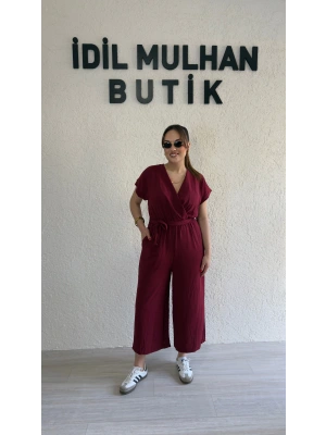 Bordo Kruvaze Kesim Viskon Tulum