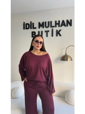 Bordo Oysh Kumaş Beli Lastikli Takım