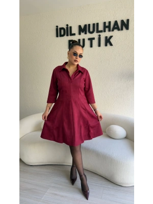 Bordo Scuba Nubuk Godeli Elbise