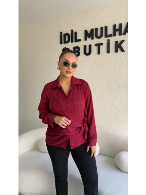 Bordo Yandan Bağlamalı Gömlek