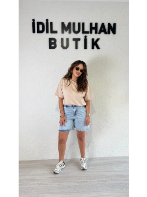 Buz Mavisi Denim Şort