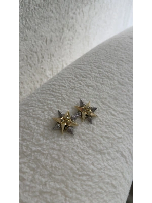 Çift Renk Tasarım Taşlı Kutup Yıldızı Küpe