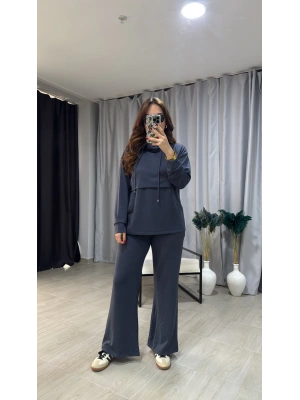 Füme 3 İplik Kapüşonlu Takım