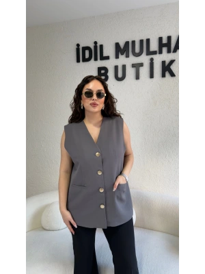 Gri Blazer Yelek
