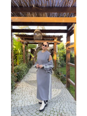 Gri Ceketli Elbise Takım