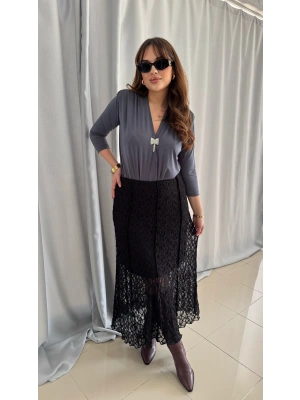 Güpür Detaylı Astarlı Etek