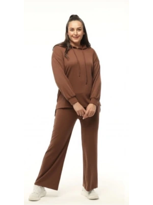 Kahverengi Fitilli Triko Takım