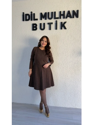Kahverengi Sim Dokulu Çan Elbise