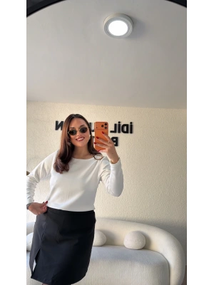 Krem Omzu Tokalı Oysh Bluz