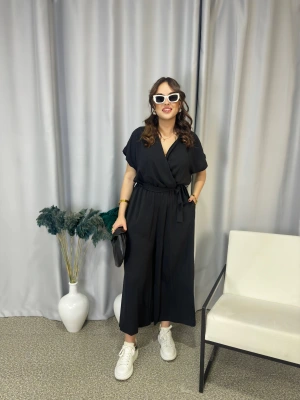 Siyah Kruvaze Kesim Viskon Tulum