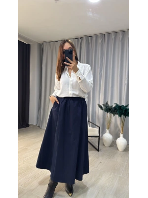 Lacivert Gabardin Etek