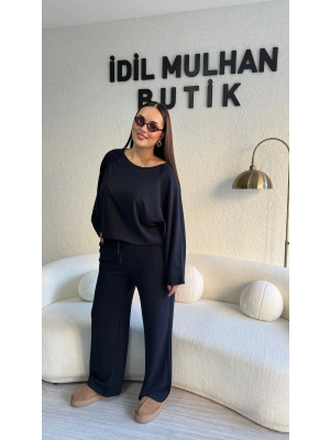 Lacivert Oysh Kumaş Beli Lastikli Takım