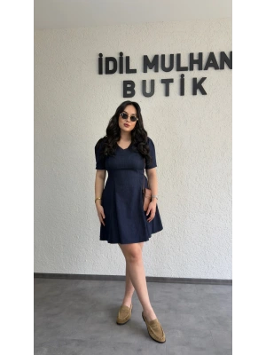 Lacivert Premium Denim Elbise