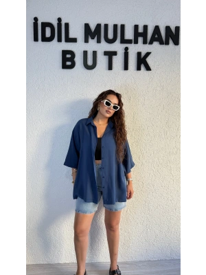 Lacivert Tensel Gömlek